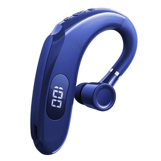 Wireless Bluetooth Earhook Earphones with Digital Display – Business & Sports Headset (Blue)