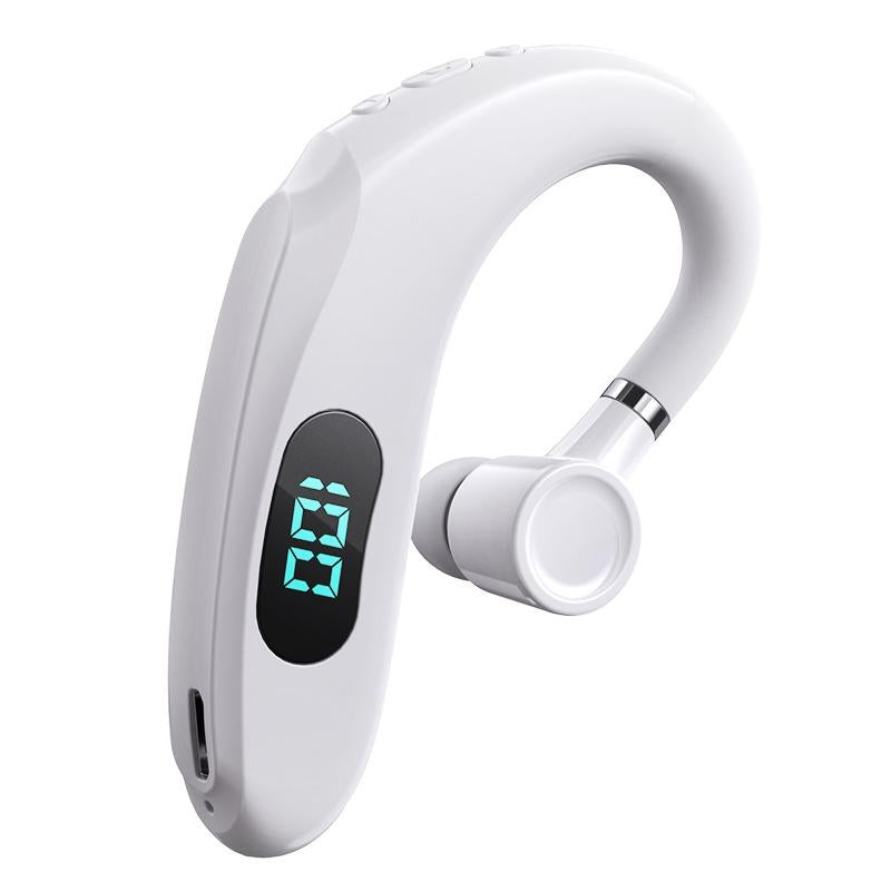 Wireless Bluetooth Earhook Earphones with Digital Display – Business & Sports Headset (Blue)