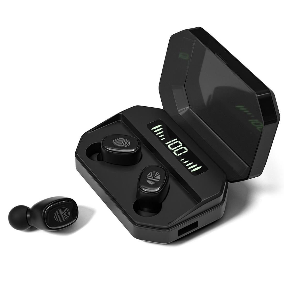 Wireless Bluetooth 5.0 Earbuds – Red In-Ear Headphones with Touch Display, Charging Case & Hi-Fi Sound