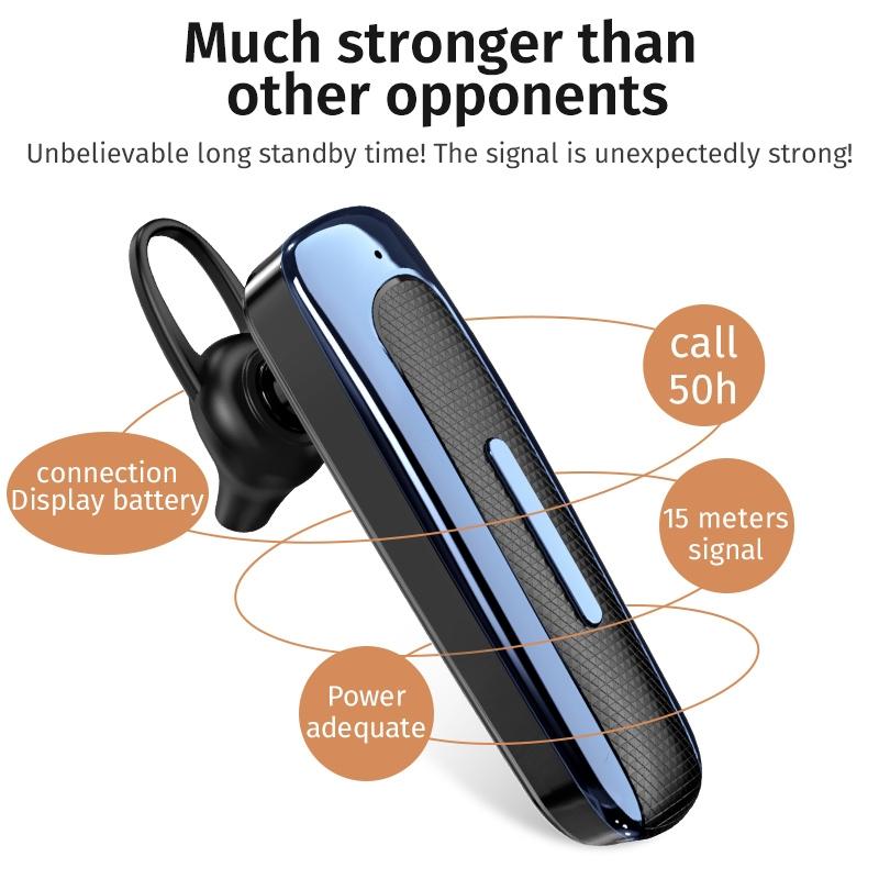 Wireless Unilateral Ear-Mounted Bluetooth Earphone – Noise Reduction Single-Ear Headset, Pink
