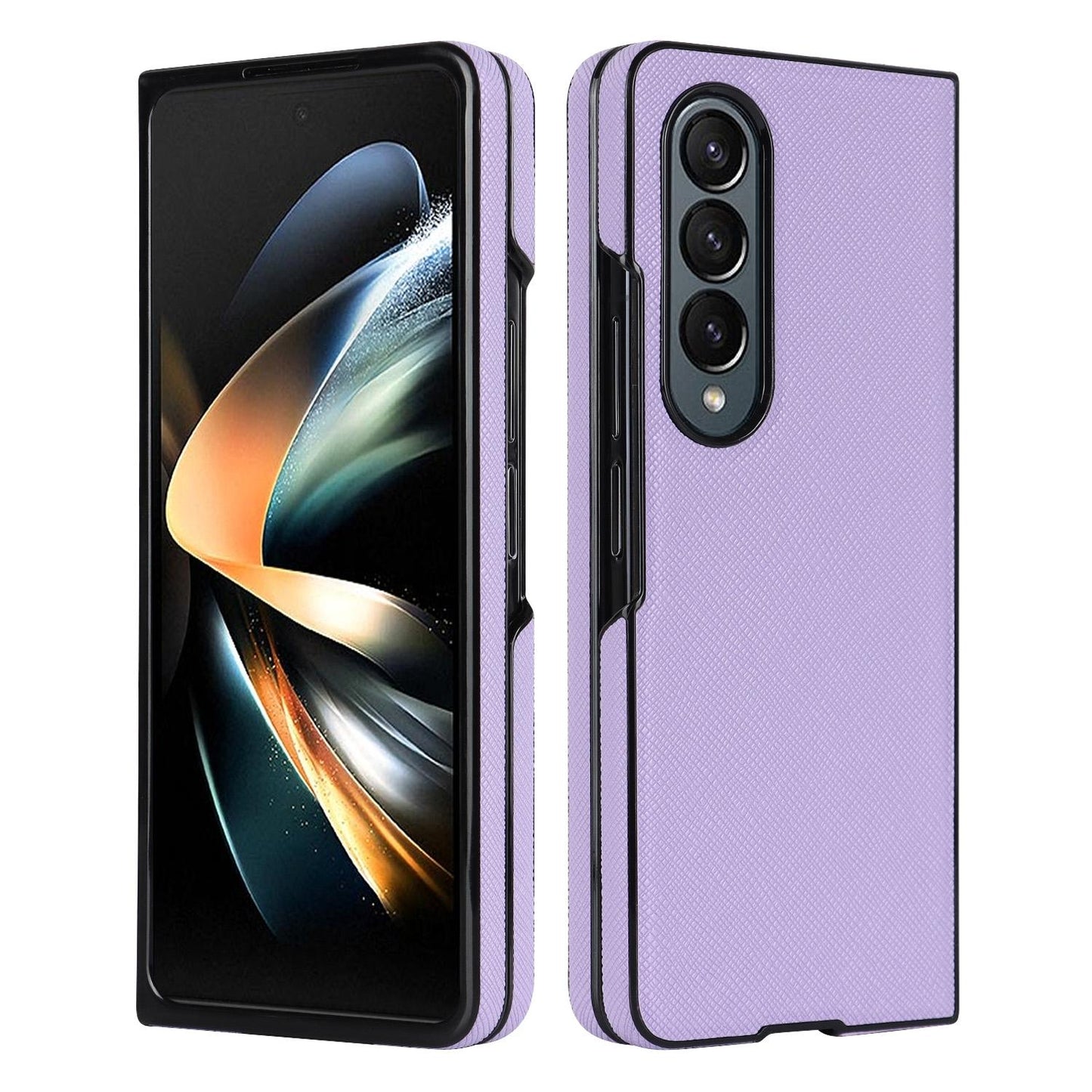 Foldable Cross Pattern Phone Case for Samsung Galaxy Z Fold4 5G – Compact PU Leather Design – Brown