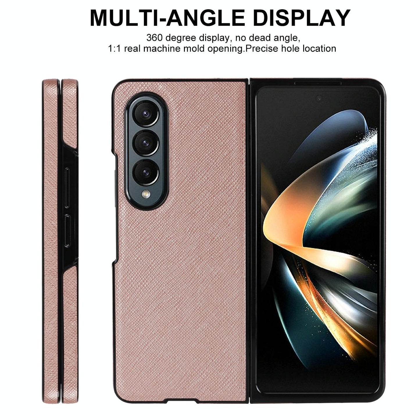Foldable Cross Pattern Phone Case for Samsung Galaxy Z Fold4 5G – Compact PU Leather Design – Brown