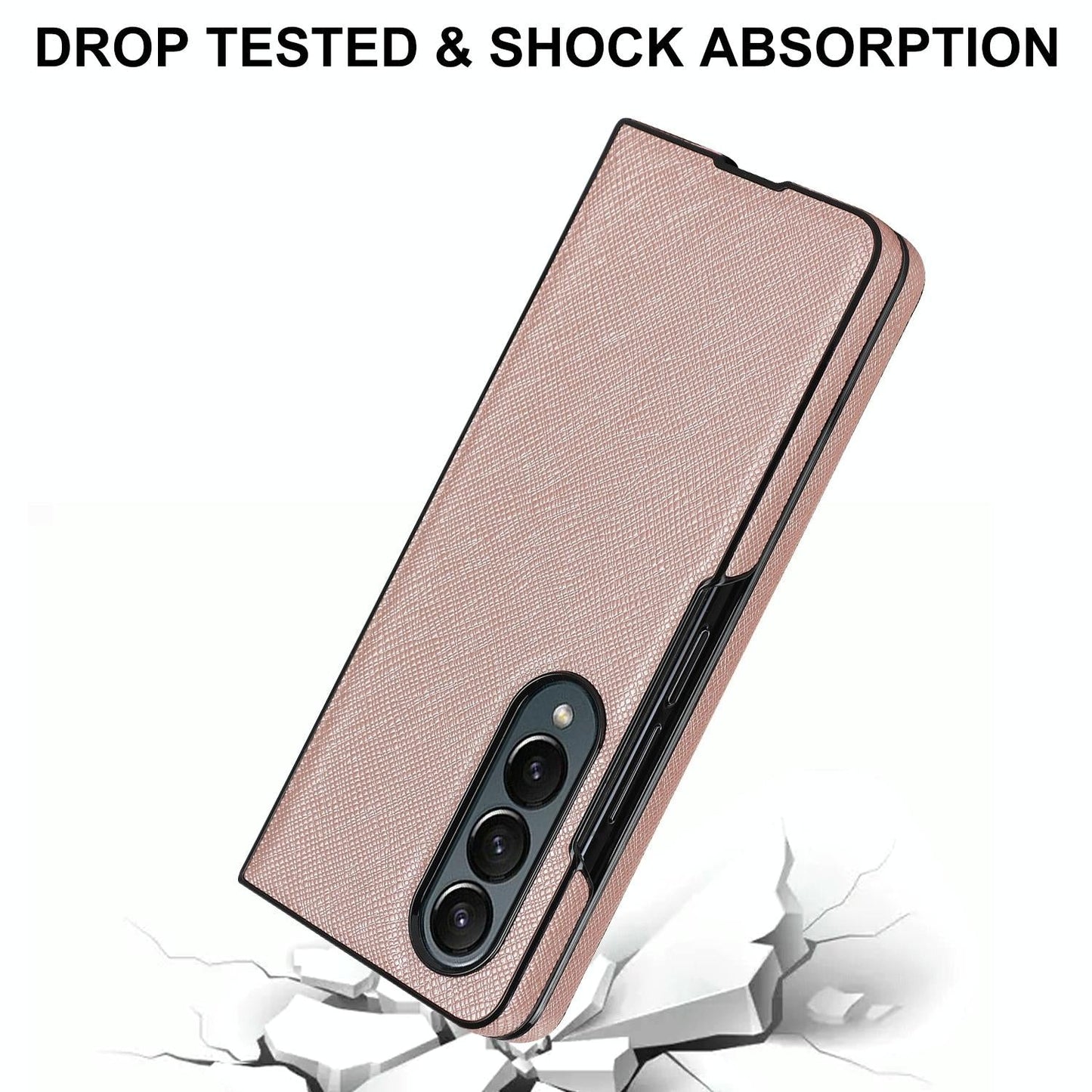Foldable Cross Pattern Phone Case for Samsung Galaxy Z Fold4 5G – Compact PU Leather Design – Brown