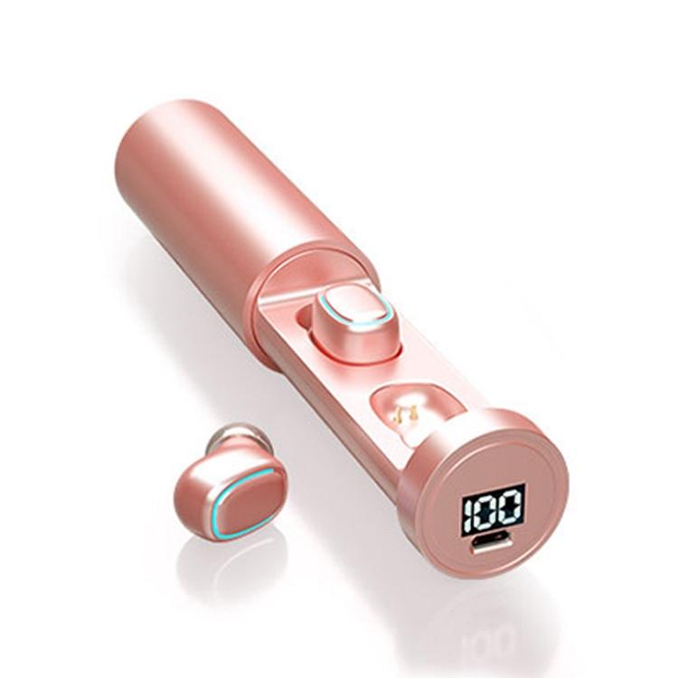 True Wireless Bluetooth Earphones with Digital Display & Charging Case – Stylish Pink, High-Quality Sound & Long Battery Life
