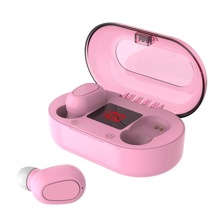 Wireless Bluetooth 5.0 Earphones with 9D Sound & Charging Case – Pink