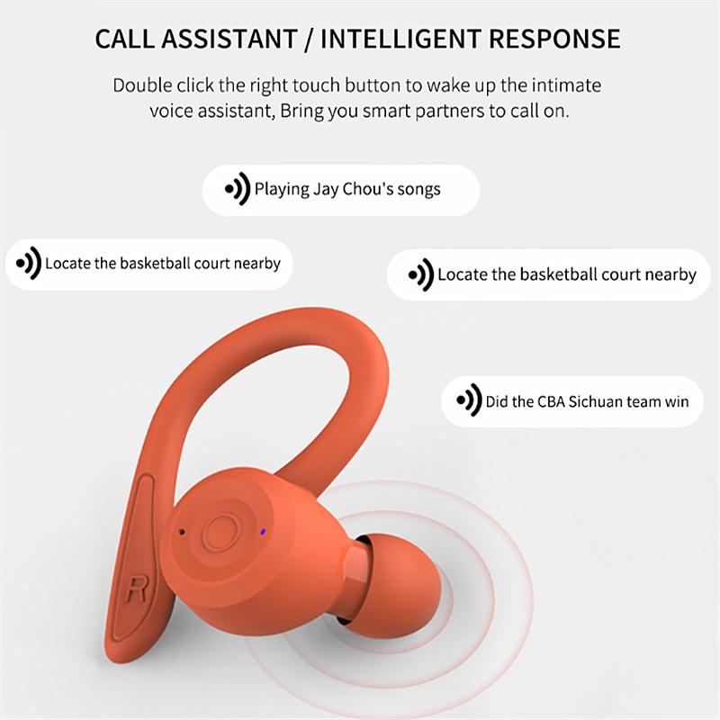 T20 Waterproof TWS Bluetooth Earphones with Charging Box & Noise-Cancelling Ear Hooks – White