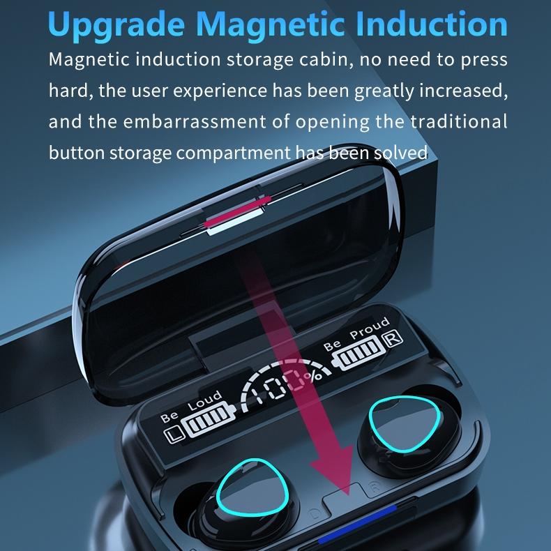 Wireless Bluetooth 5.0 Earphones with Digital Display & Charging Case – Green, True Wireless Stereo