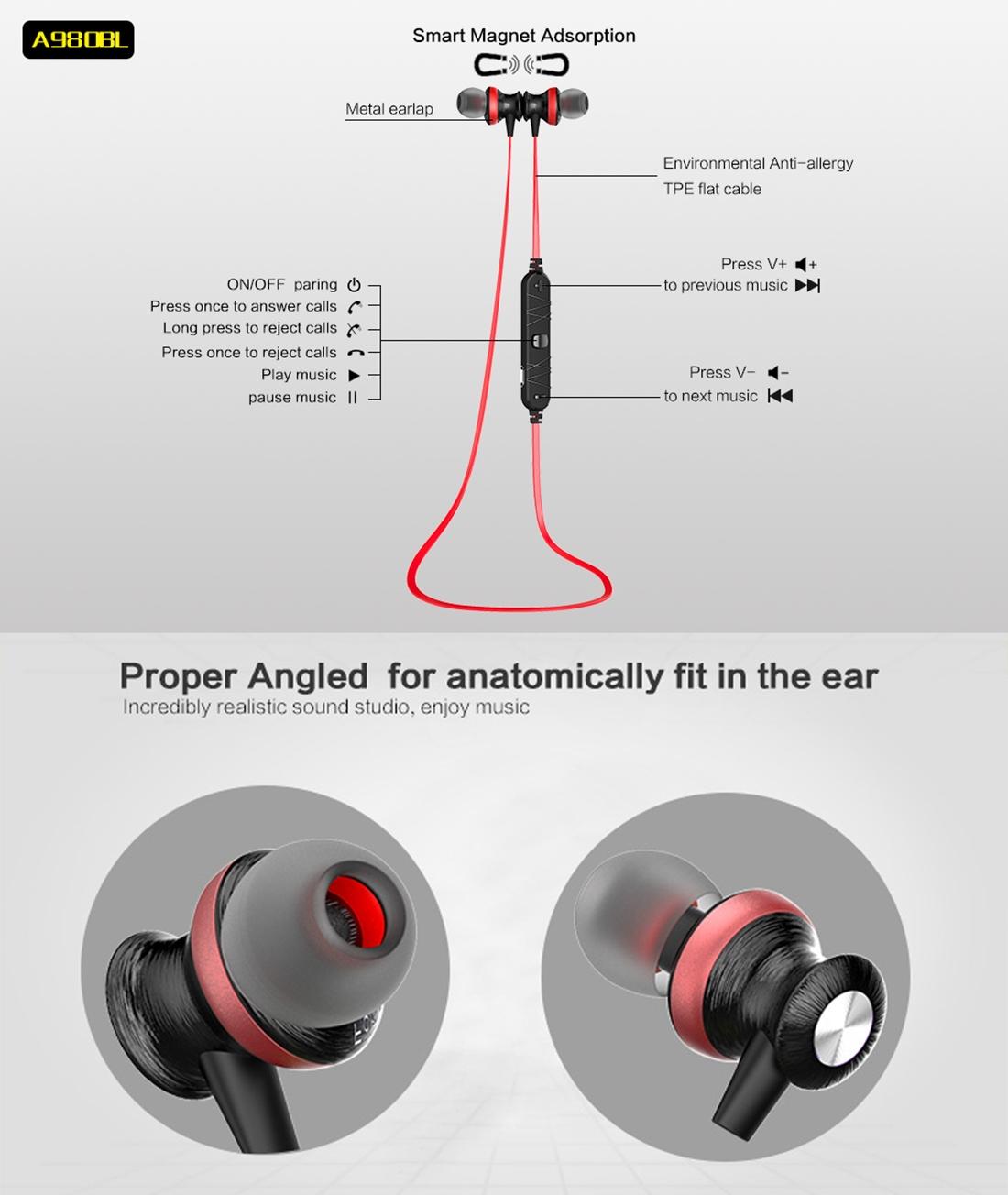 Wireless Magnetic Sport Earphones – Bluetooth Control with In-Ear Fit & Secure Neckband Design