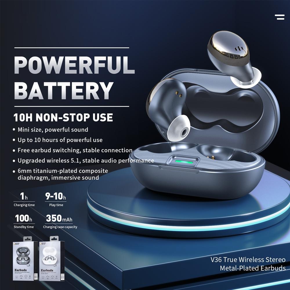 Metal Plating Wireless TWS Earphones with Charging Box – Bluetooth 5.0, Grey