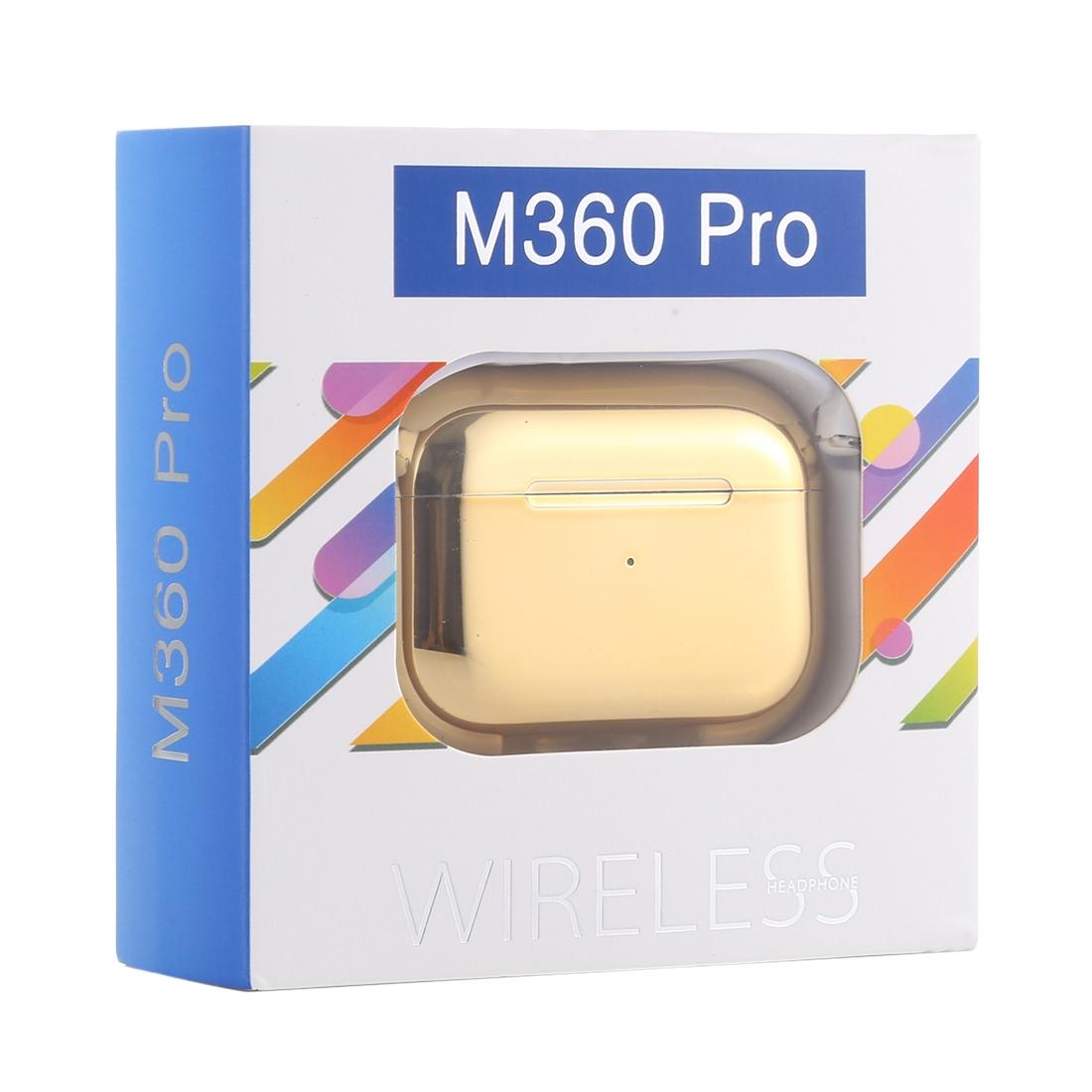 M360 Pro TWS 5.0 & EDR Wireless Stereo Bluetooth Headphones – Gold, In-Ear Earbuds with Mic for Music & Calls