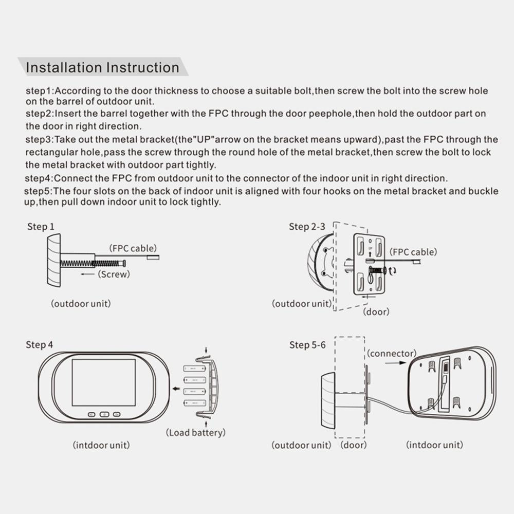 2.8″ LCD Screen Cat Eye Video Doorbell – Gold | Night Vision & Indoor Monitoring