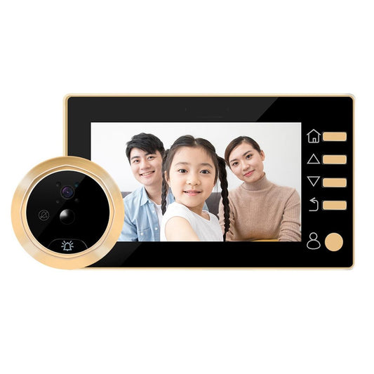 Smart Digital Door Viewer – 4.3'' Screen, Motion Detection, Video Alarm, TF Card Support, Gold