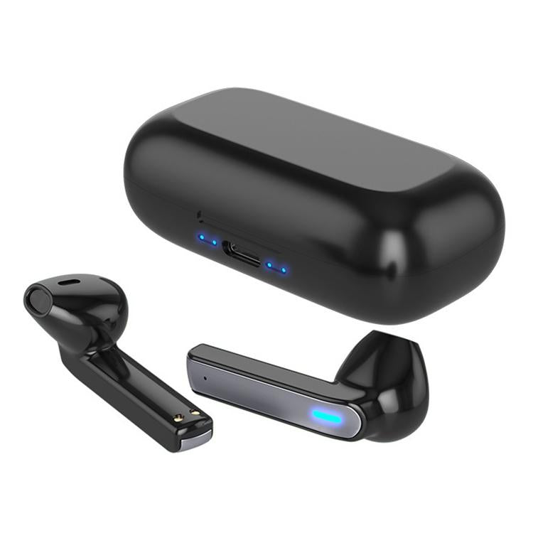 Touch Control Bluetooth Earphones with Charging Box & LED Indicator – Semi In-Ear Design – Blue