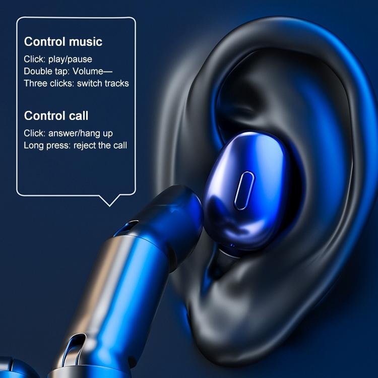 True Wireless Bluetooth 5.0 Earphones – Compact In-Ear TWS Earbuds with Charging Case – Blue