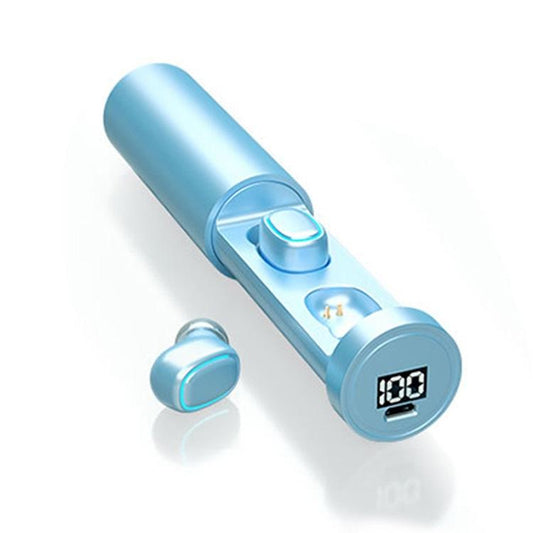 True Wireless Bluetooth Earphones with Digital Display & Charging Box – TWS In-Ear Stereo Earbuds (Blue)