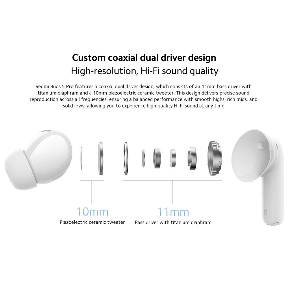 Redmi Buds 5 Pro Wireless Bluetooth Earphones – Blue, TWS In-Ear Noise-Cancelling Earbuds with Charging Case