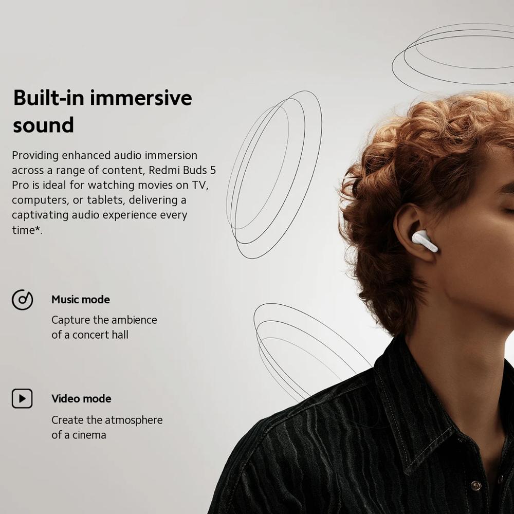 Redmi Buds 5 Pro Wireless Bluetooth Earphones – Blue, TWS In-Ear Noise-Cancelling Earbuds with Charging Case