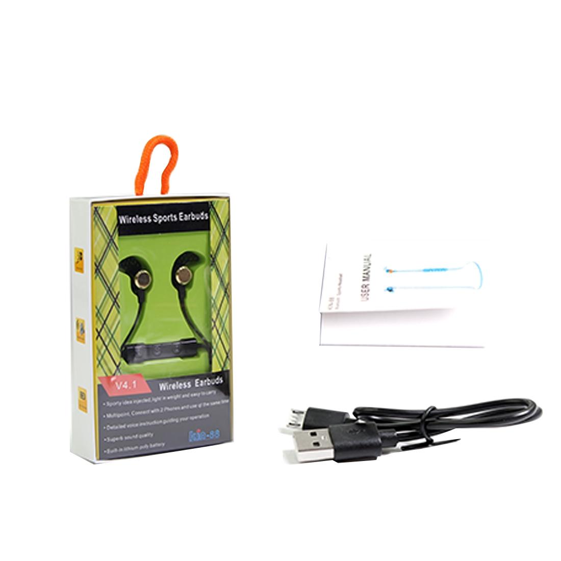 Kin-88 Wireless In-Ear Earphones with Mic – Bluetooth Earbuds, Hands-Free Calls, Blue