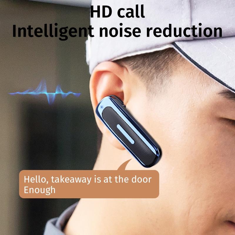 Wireless Ear Hook Bluetooth Earphone with Noise Cancellation – White & Blue | Unilateral In-Ear Headset