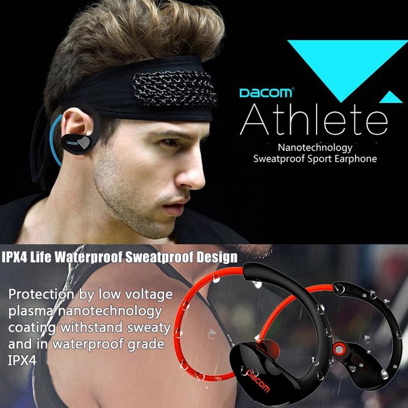 Red Dacom Athlete Bluetooth Earphones with Mic – Sport Running Stereo Headphones