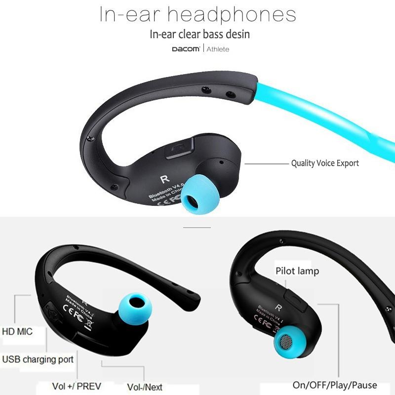 Red Dacom Athlete Bluetooth Earphones with Mic – Sport Running Stereo Headphones