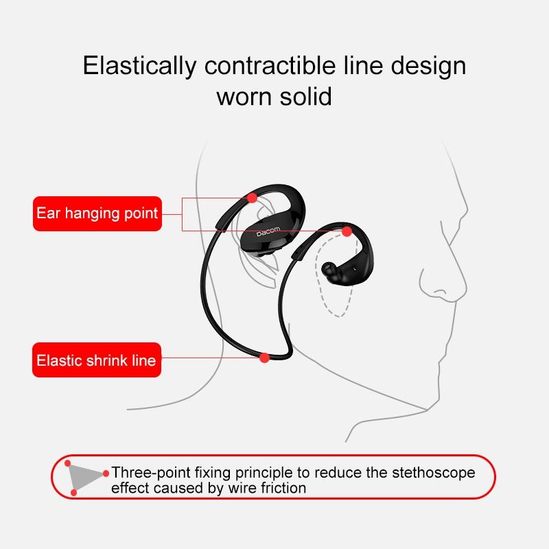 Red Dacom Athlete Bluetooth Earphones with Mic – Sport Running Stereo Headphones