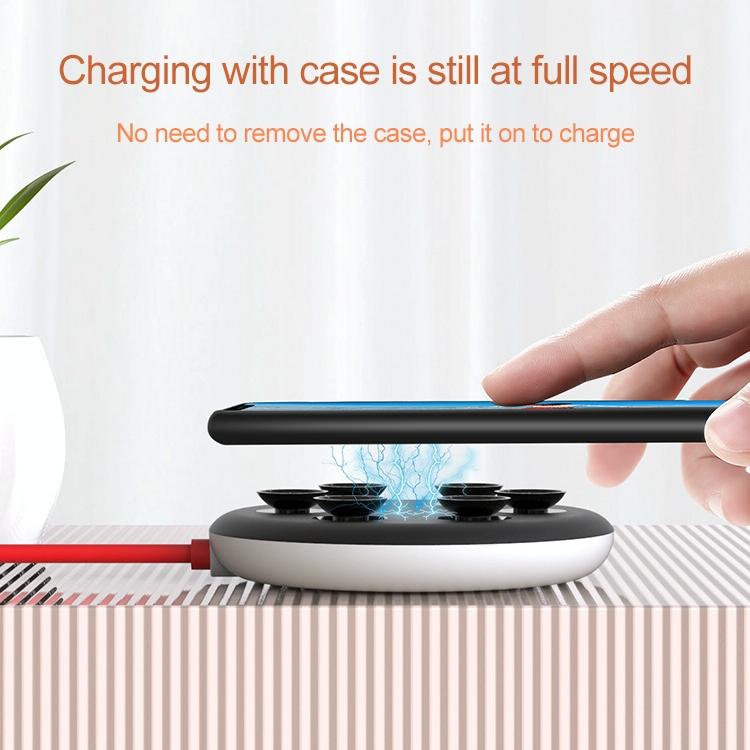Wireless Fast Charger with Suction Cup & 1.5M Cable – Red | Qi-Compatible Phone Charging Dock