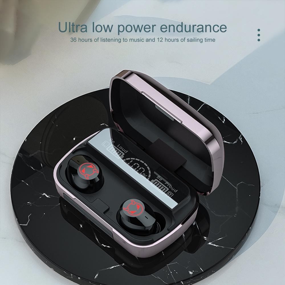 Intelligent Noise Reduction Bluetooth Earphones – Touch Control, Battery Display, TWS In-Ear Headphones (Red)