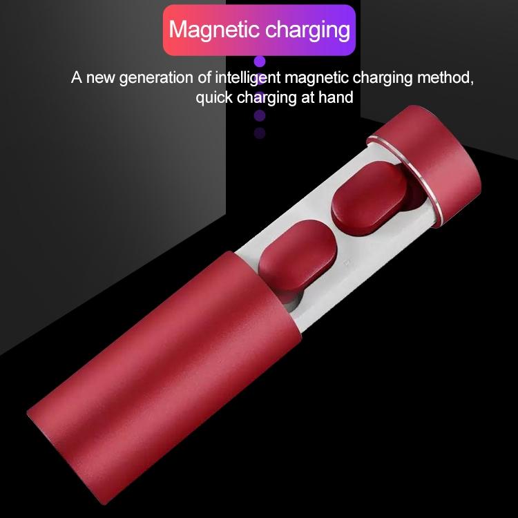 Wireless Touch Bluetooth Headset – Smart Magnetic Charging Case, Auto Pairing, In-Ear Earbuds – Red