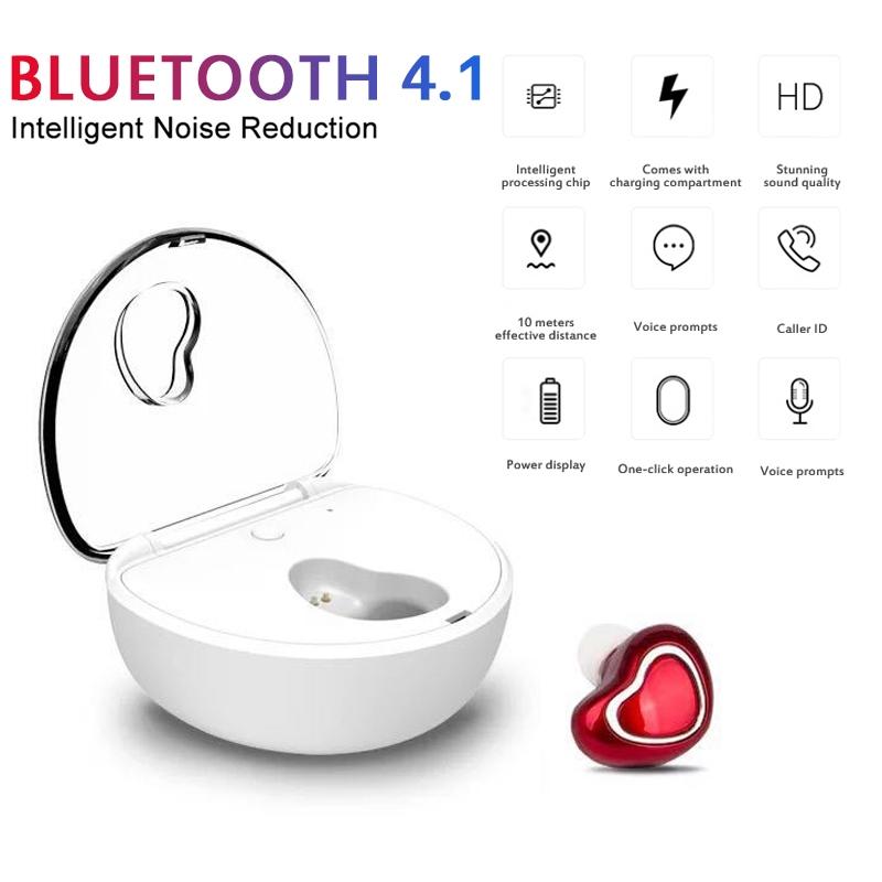 Mini Wireless Bluetooth Earphones with Charging Case – X7 4.1, Compact & Lightweight – Red