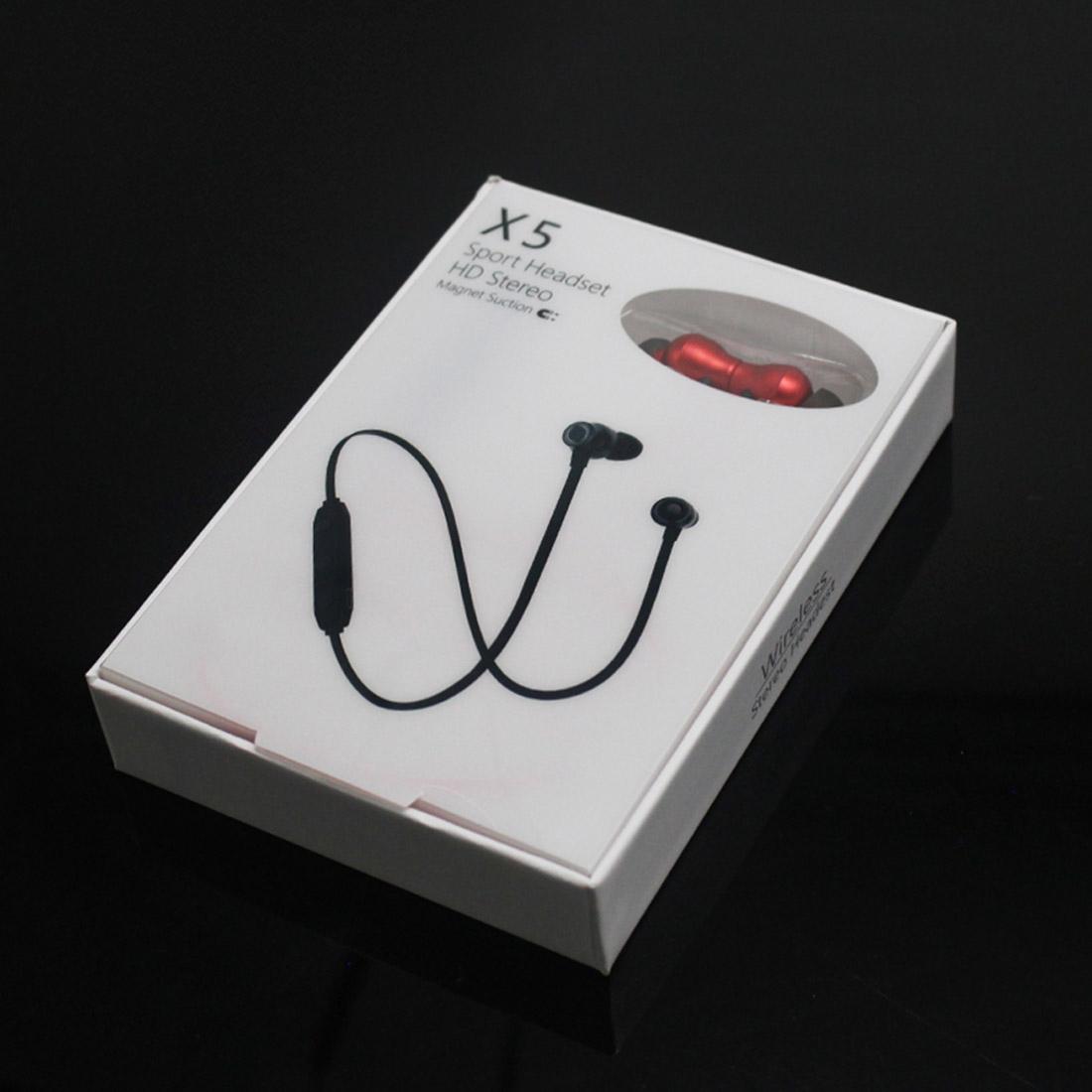 Waterproof X5 Sports Bluetooth Earbuds – Magnetic Design, Secure Fit, Sweatproof Wireless Earphones – Red