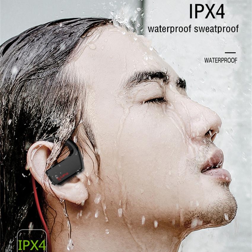 Wireless Sports Bluetooth 5.0 Earphones – Binaural Hanging Type – Red – Sweatproof & Secure Fit for Active Use