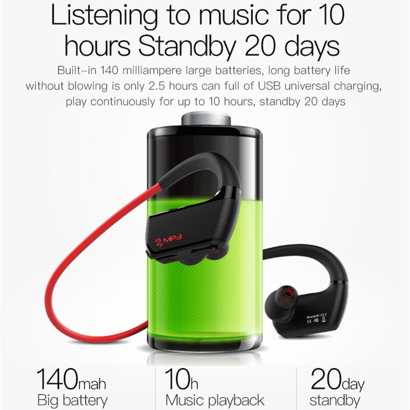 Wireless Sports Bluetooth 5.0 Earphones – Binaural Hanging Type – Red – Sweatproof & Secure Fit for Active Use
