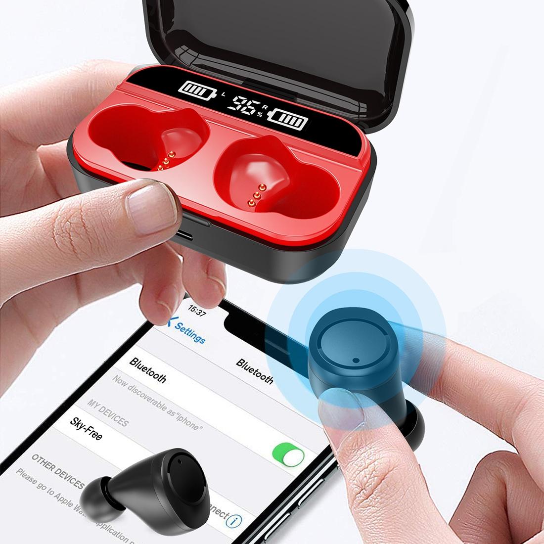 X5 TWS Wireless Bluetooth 5.0 Stereo Headset with Charging Case & LED Digital Display – In-Ear Earbuds