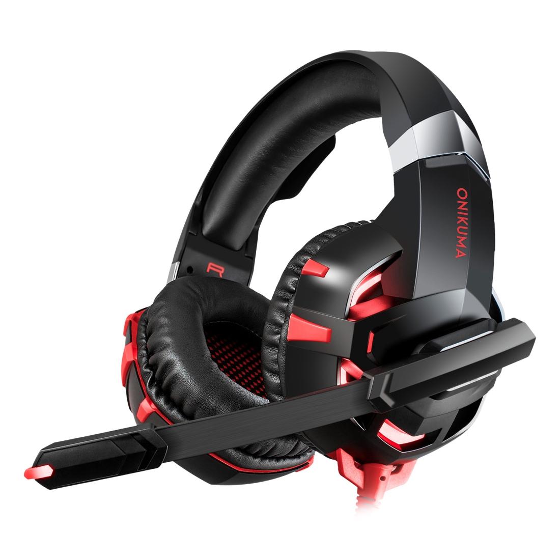 Surround Sound Gaming Headset with Microphone & LED Lights – Black/Red | Noise Cancelling, PC/PS5/Xbox Compatible