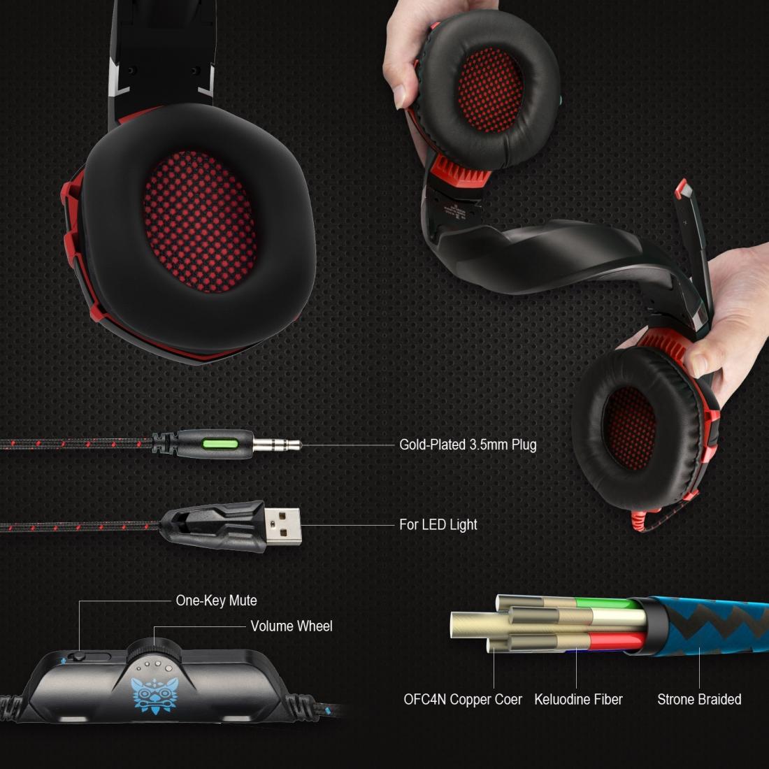 Surround Sound Gaming Headset with Microphone & LED Lights – Black/Red | Noise Cancelling, PC/PS5/Xbox Compatible