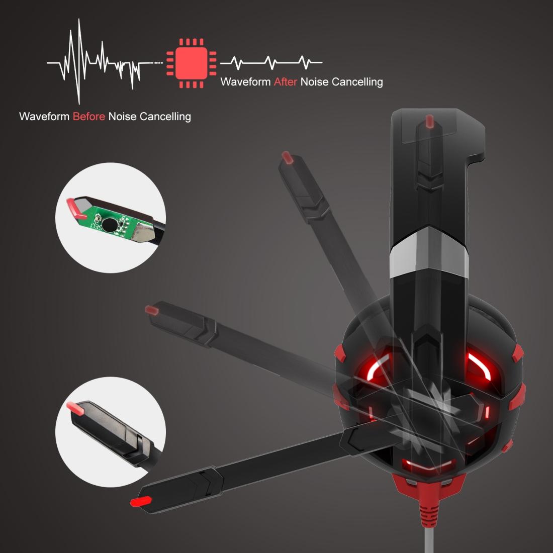 Surround Sound Gaming Headset with Microphone & LED Lights – Black/Red | Noise Cancelling, PC/PS5/Xbox Compatible