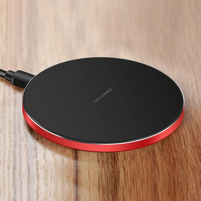 Ultra-Thin Wireless Fast Charging Pad – Dual Color Black & Red