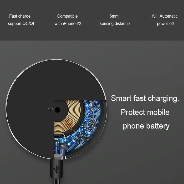 Ultra-Thin Wireless Fast Charging Pad – Dual Color Black & Red