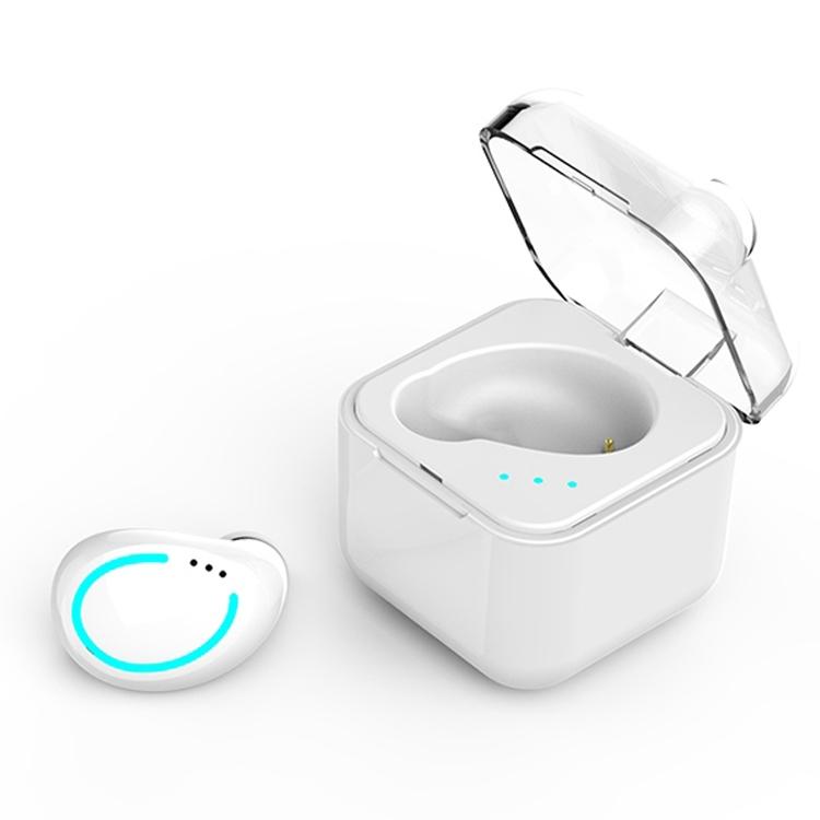 M-B8 Mini Wireless Bluetooth Earphone with Charging Box – Compact In-Ear Headset, Silver