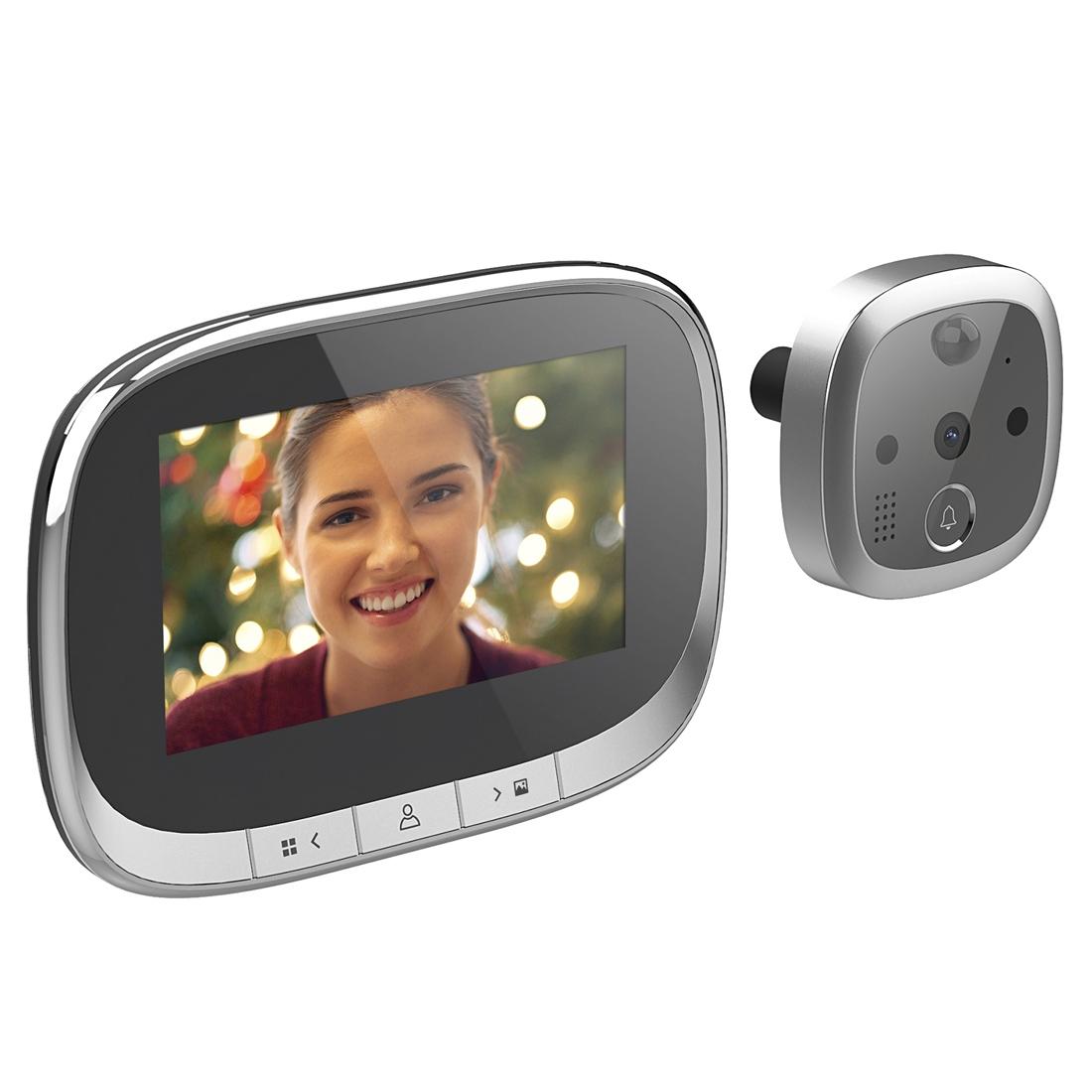 4.3-Inch Smart Security Door Viewer – 1.0MP Camera, Motion Detection, Night Vision, 145° Wide-Angle, Music Chime, TF Card Support – Black