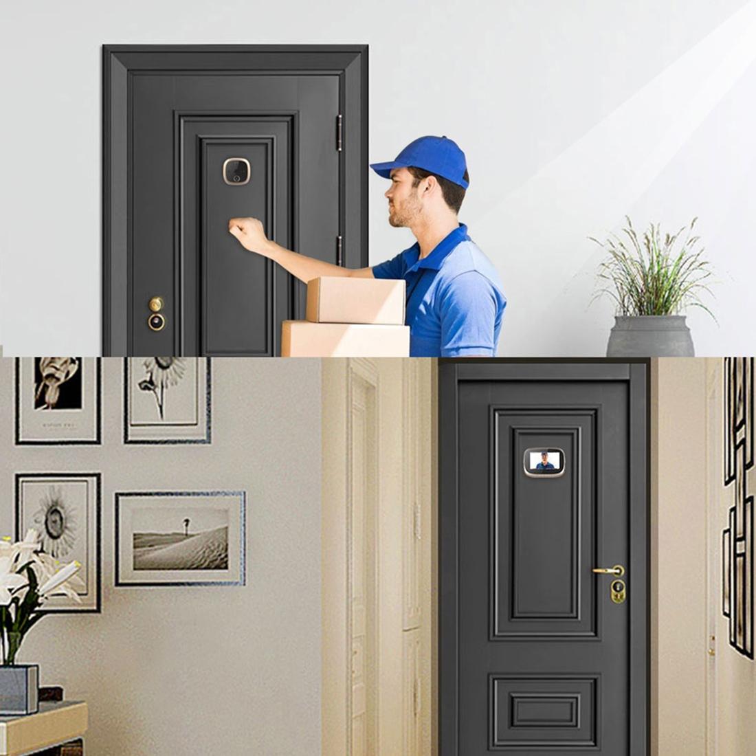 4.3-Inch Smart Security Door Viewer – 1.0MP Camera, Motion Detection, Night Vision, 145° Wide-Angle, Music Chime, TF Card Support – Black