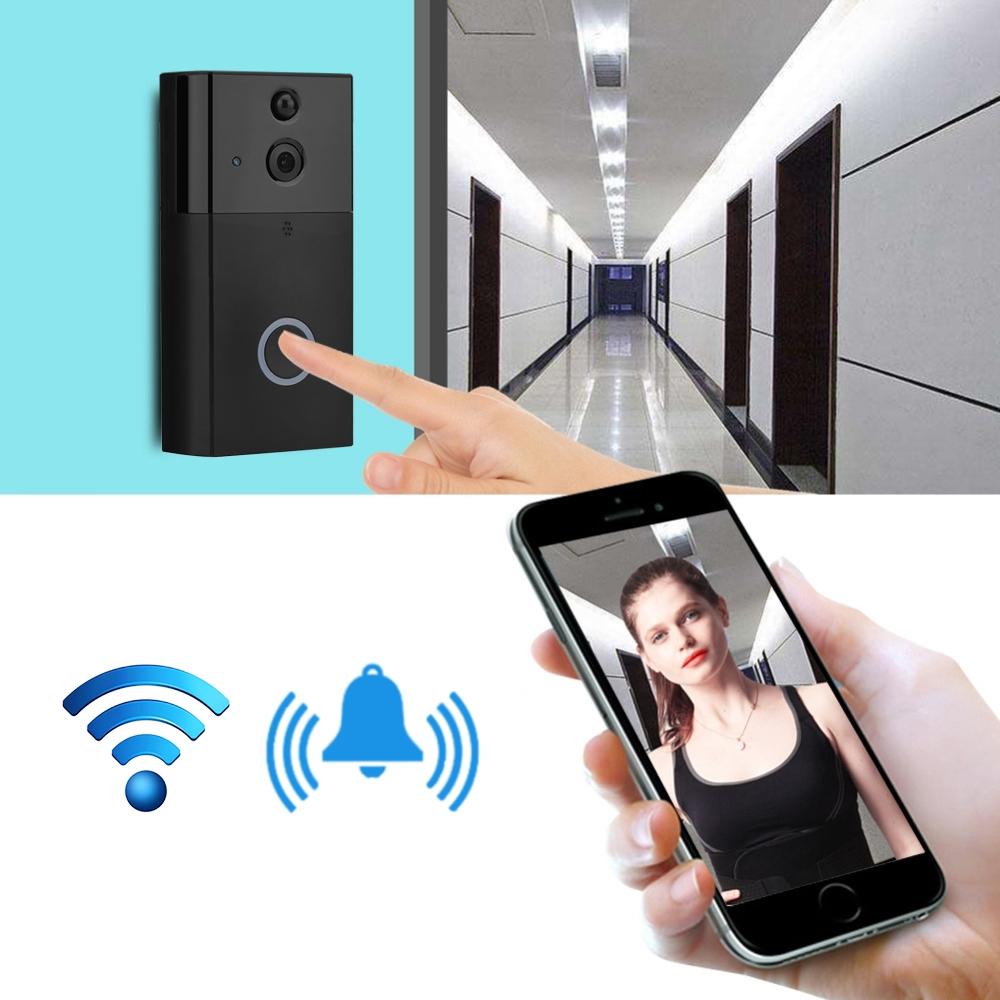 HD 720P Smart WiFi Video Doorbell Camera with Motion Detection, Night Vision, TF Card Storage & App Support for iOS/Android – Silver