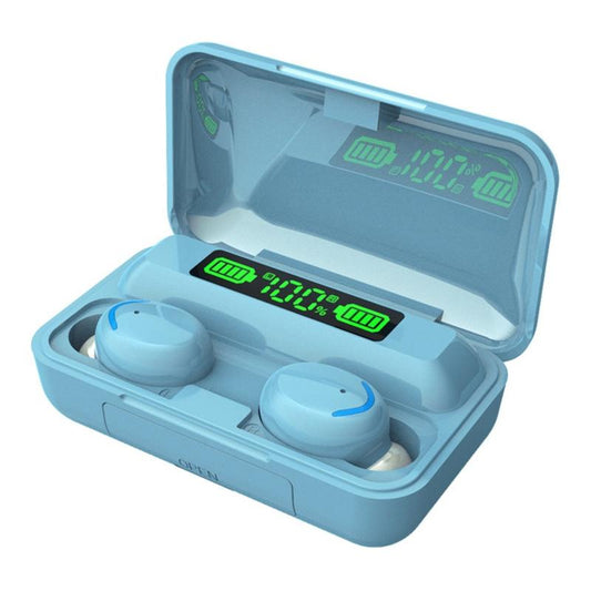 Macaron Bluetooth Earphones with LED Display & Noise Reduction – TWS In-Ear Headphones (Baby Blue)