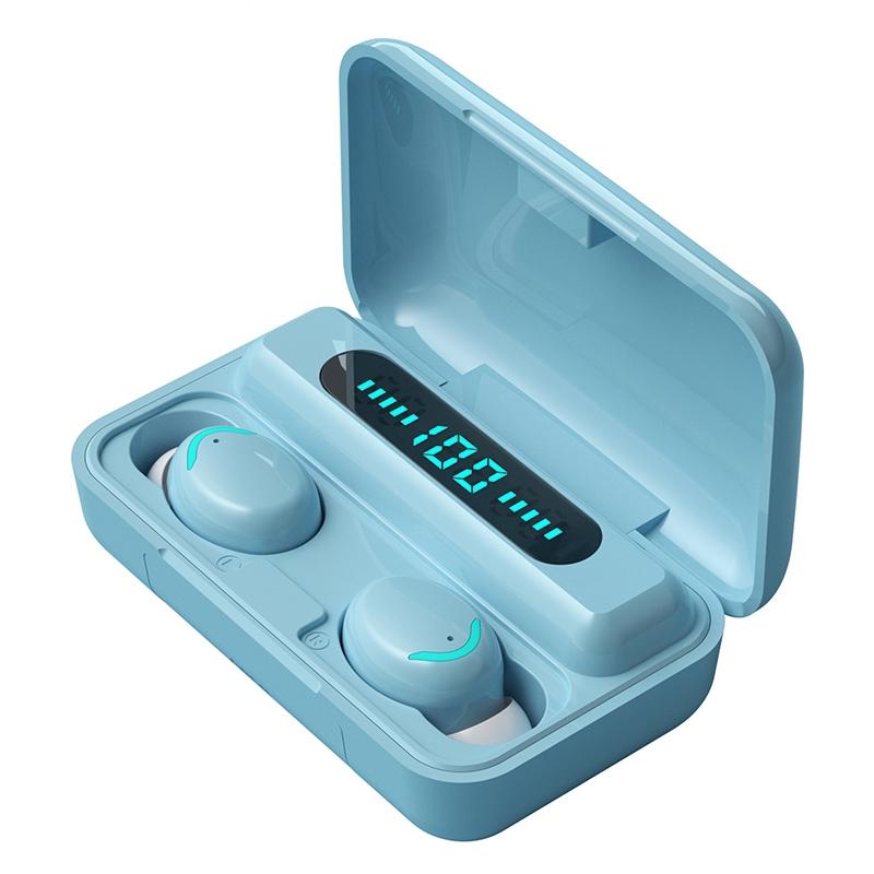 Macaron Series Bluetooth Earphones with Breathing LED Light & Noise Reduction – Baby Blue