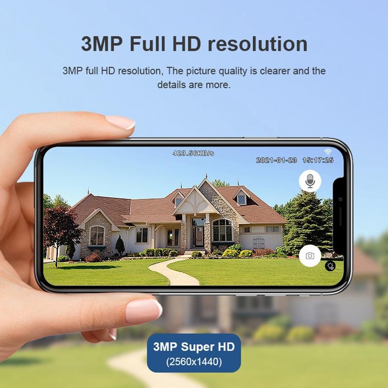 2.4G Wireless IP Camera – 3MP HD, Motion Detection, Night Vision, Two-Way Audio, TF Card, IP65 Waterproof