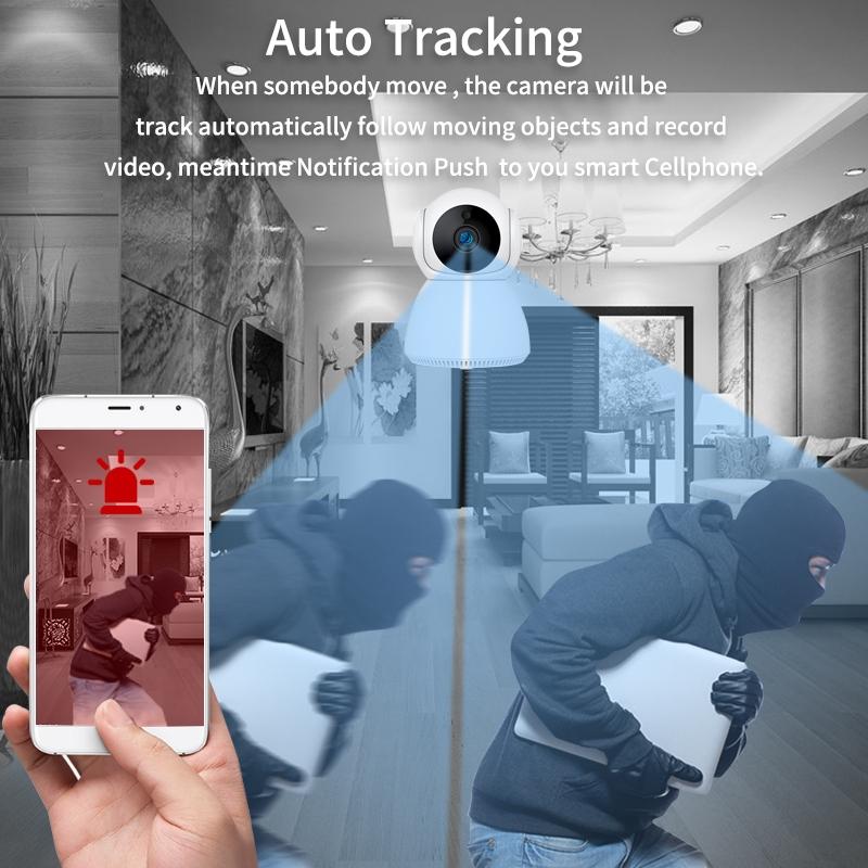 Smart WiFi Security Camera – 1.0MP HD, Pan-Tilt, Two-Way Audio, Motion Detection, Night Vision, TF Card Support