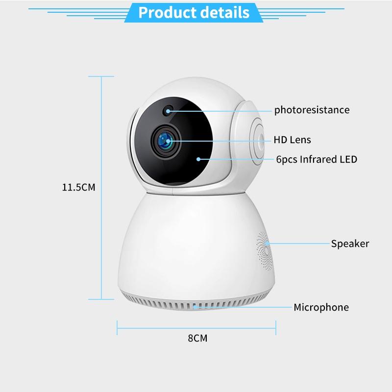 Smart WiFi Security Camera – 1.0MP HD, Pan-Tilt, Two-Way Audio, Motion Detection, Night Vision, TF Card Support