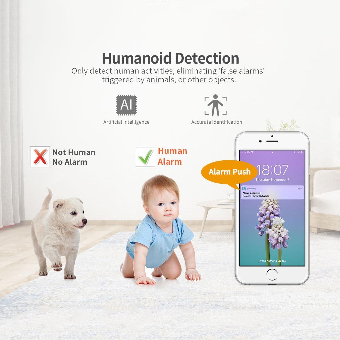 AI IP Camera – 3.0MP 1296P HD, Two-Way Talk, Auto Tracking, Humanoid Detection, Night Vision & TF Card Support
