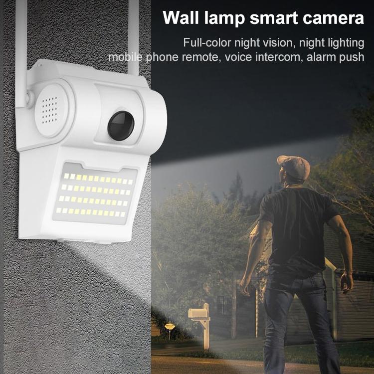 1080P HD Wall Lamp Security Camera – Full-Color Night Vision, Motion Detection, Two-Way Audio, TF Card Support
